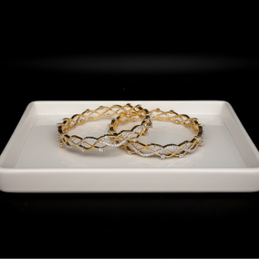 Twisted Luxe Gold-Plated AD Bangles