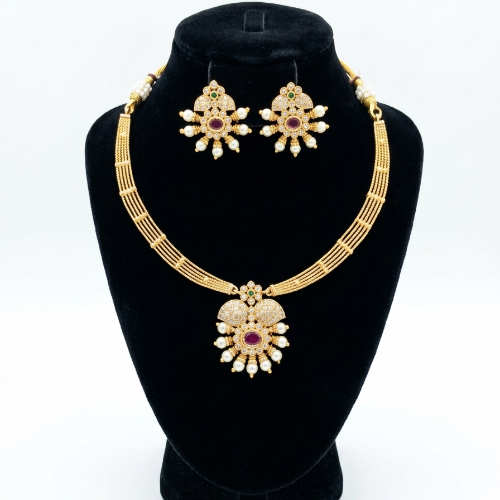 Unique Designer Kanti Set with Ruby Stone 