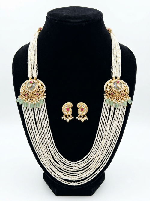 White Raani Haar Beads Set