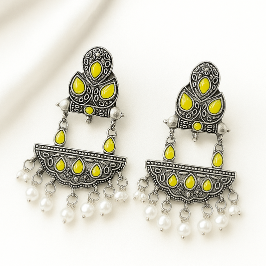 Yellow german silver earrings