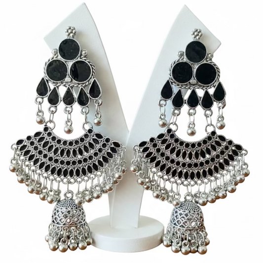 black silver Oxidised Earrings
