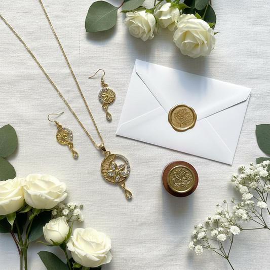 Demi Fine Chain with Circle-Shaped Pendant and Earrings