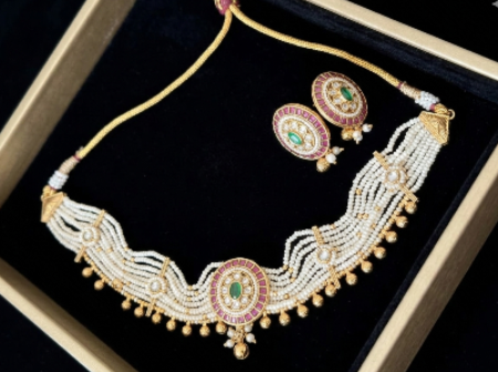 pota stone and pearl choker set