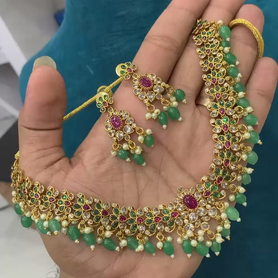 Emerald and Ruby Gold Look-Alike Jewellery Set