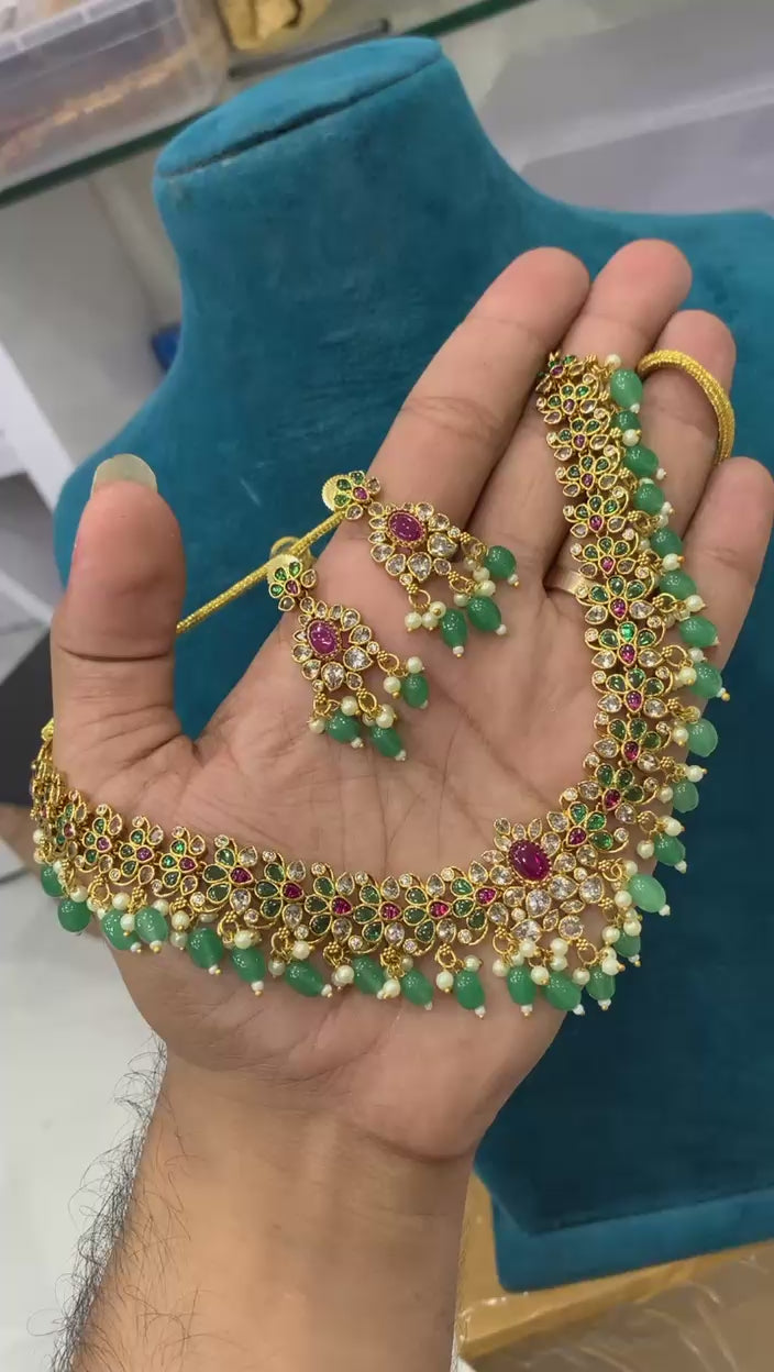 Emerald and Ruby Gold Look-Alike Jewellery Set