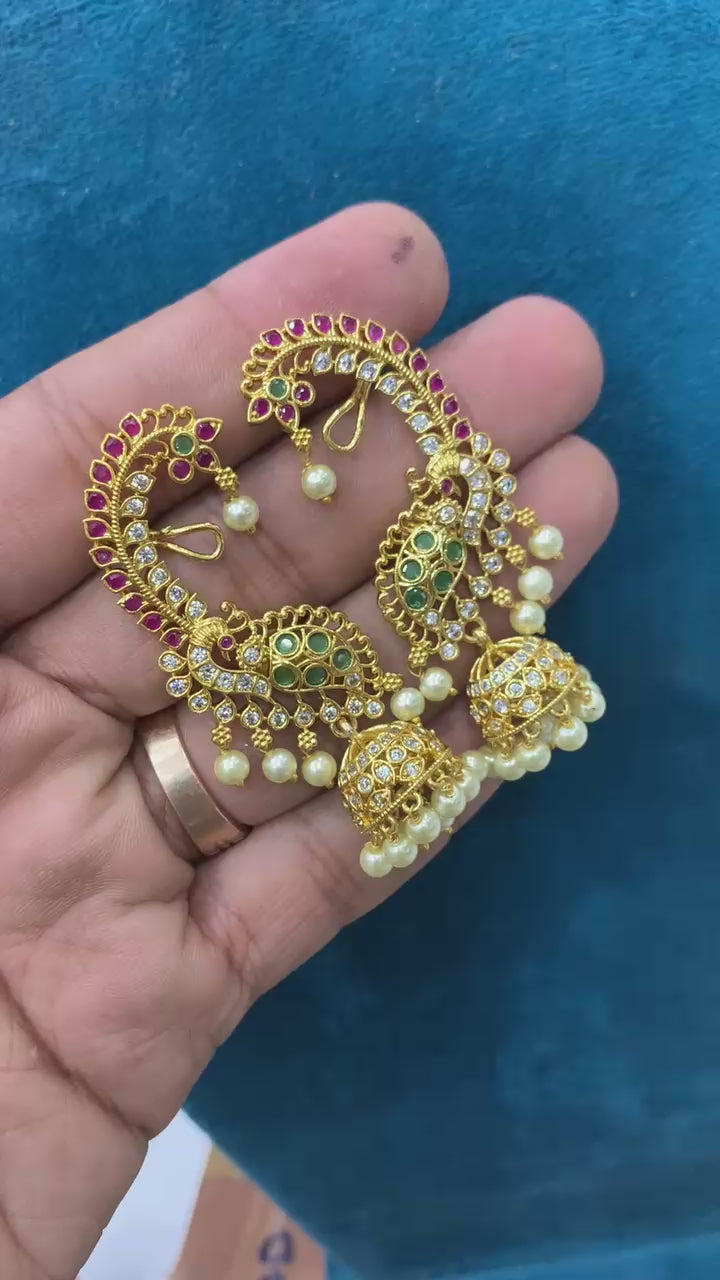 South Indian Ear Cuff Jhumka Earrings